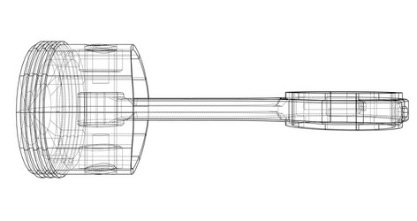 sketch of piston rendering 3d vector image
