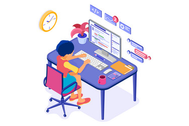 Software Developer at Computer vector image