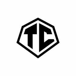 Tc monogram logo with hexagon shape and line vector