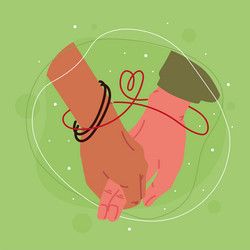 hands red string of fate vector image