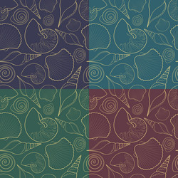 set of seamless patterns with shells vector image