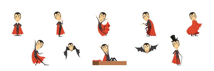 count dracula character with fangs wearing red vector image