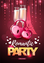 Happy valentines day disco party poster vector