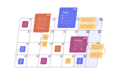 schedule in calendar content reminders tasks vector