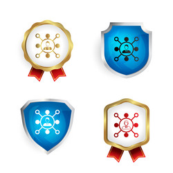 abstract user network badge and label collection vector image