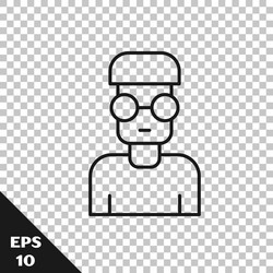 black line nerd geek icon isolated on transparent vector