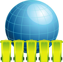 Earth globe with garbage binconcept of environment vector