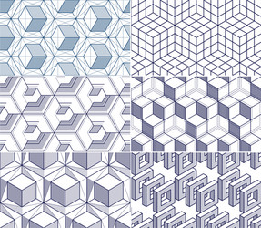 geometric lines abstract seamless patterns set 3d vector image