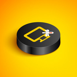 isometric line computer monitor with screwdriver vector image