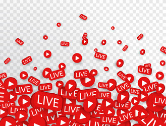 Live stream background with play buttons and vector