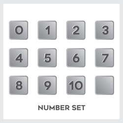 Set black number in gradient gray square shape vector