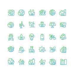 Ecology pixel perfect gradient linear icons set vector