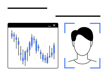 facial recognition system analyzing user while vector image