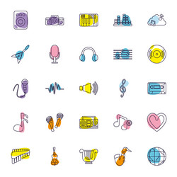 Isolated music line style icon set design vector