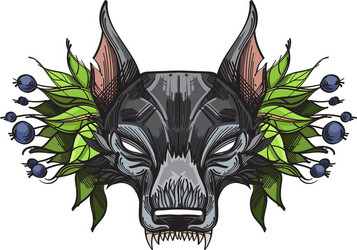muzzle of a wolf is an for creating sketches vector image