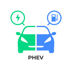 plug-in hybrid electric vehicles phev icon half vector