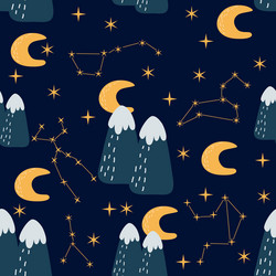 seamless pattern with mountains and moon vector