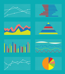 set of graphs and charts data statistic vector