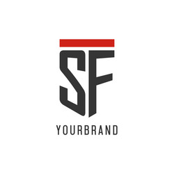 sf initial esport logo with simple shield design vector image