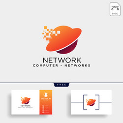 digital globe network logo template icon element vector