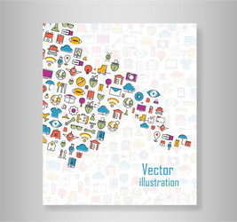 book all line icons color of technology school vector