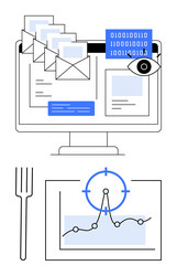 digital communication and analytics visualization vector image