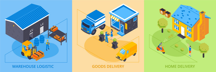 logistic delivery flat set vector