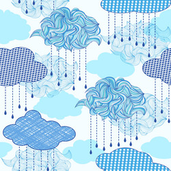 Pattern with abstract clouds and raindrops vector