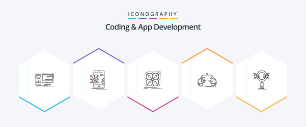 coding and app development 25 line icon pack vector image