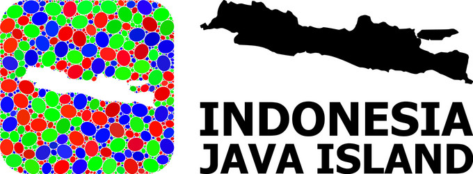 mosaic stencil and solid map java island vector