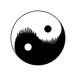 yin yang city and forest vector