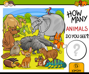 Count animals activity for children vector