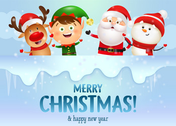 merry christmas banner design with jolly santa vector