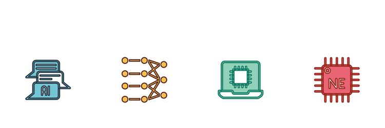 set chat bot neural network processor cpu vector image