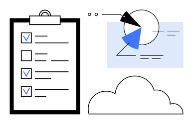 task checklist with pie chart and cloud concept vector image
