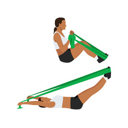 Woman doing resistance band chest opener stretch Vector Image