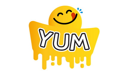 Yummy face happy smile cartoon line vector