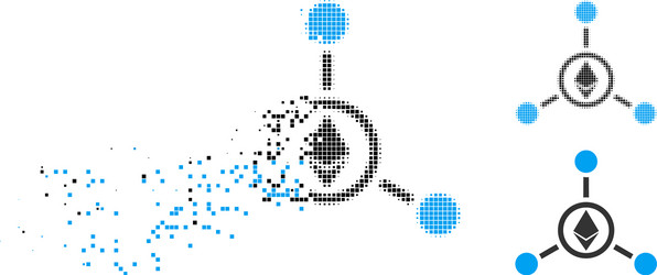 disintegrating pixel halftone ethereum relations vector image