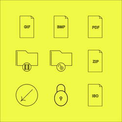files and folders linear icon set simple outline vector image