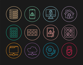 Set line lock and check mark graphic password vector