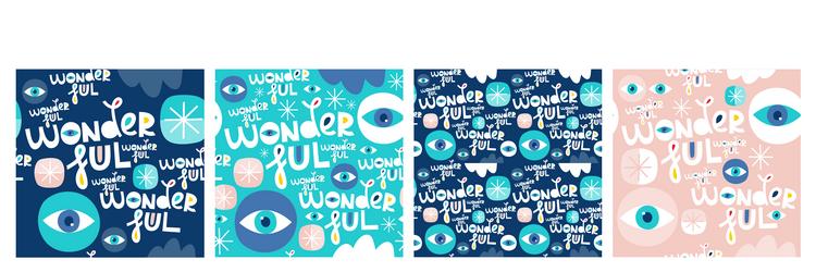 wonderful day abstract psychedelic pattern set vector image