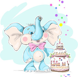 cute and funny baby elephant cake Vector Image