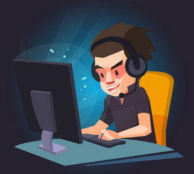 Man Playing Computer Game vector