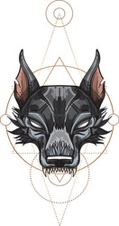 muzzle of a wolf is an for creating sketches vector image
