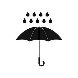 Umbrella and rain drops icon simple style vector