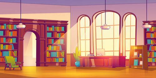 library wooden interior cartoon archive warehouse vector