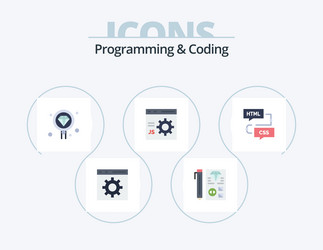 programming and coding flat icon pack 5 vector image