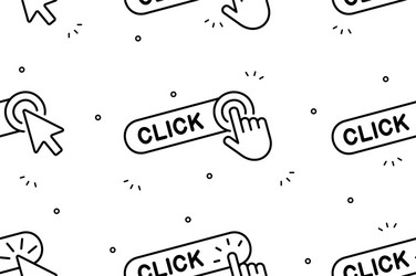 seamless pattern with hand cursor and icons vector image
