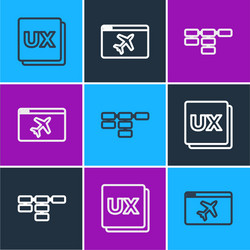 set line ui or ux design site map and website vector