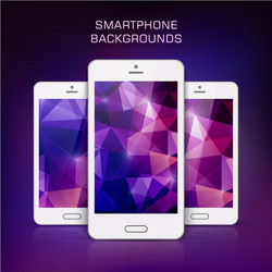 White mobile phone with triangular background vector